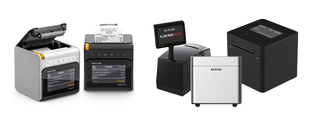 Drukarki fiskalne Novitus Point, Elzab Mera, Elzab Cube w różnych kolorystykach